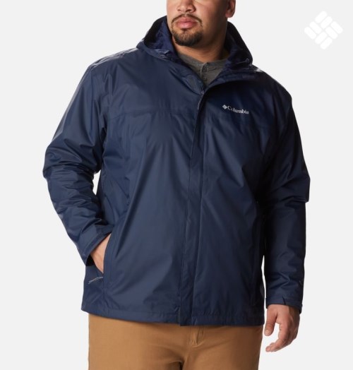 Men's Columbia Watertight II Rain Jackets Navy | Plus Size CA-H4A81